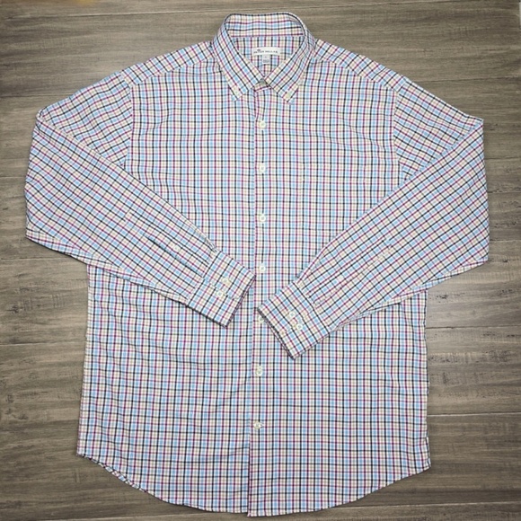 PETER MILLAR LAWSON PERFORMANCE TATTERSALL WOVEN SHIRT MENS LARGE - Picture 3 of 7